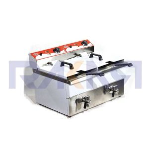 سرخ کن برقی دو لگن 12+12 لیتری با شیر تخلیه راکار