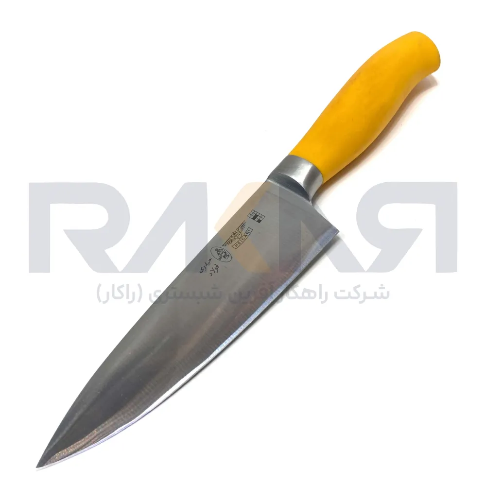 چاقو آشپزخانه فورج اسفنجی دسته زرد حیدری