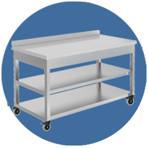 میز کار تمام استیل چرخ دار