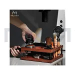 استند پرتافیلتر و ناک باکس چوب گردو با پایه فلزی دو طبقه