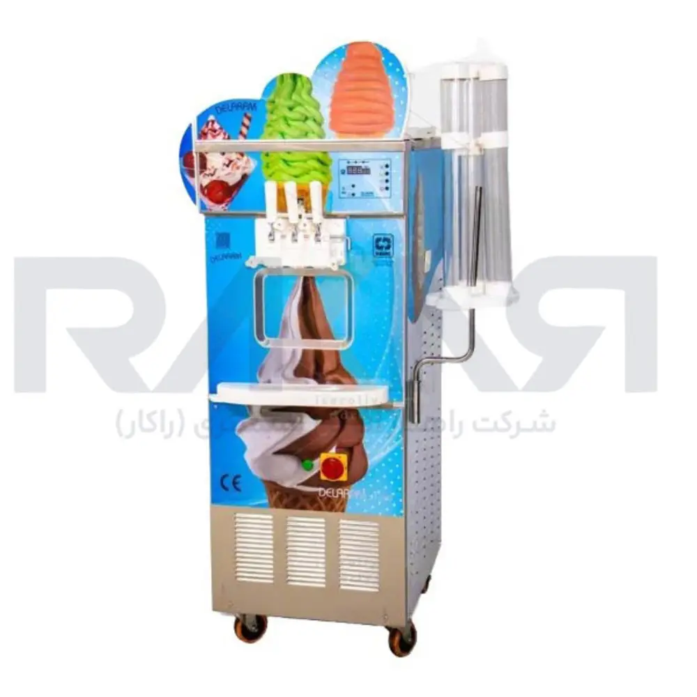 Niknam Delaram three-phase funnel ice cream maker, hermetic motor 1.5 hp دستگاه بستنی ساز قیفی سه فاز نیکنام دلارام موتور هرمتیک