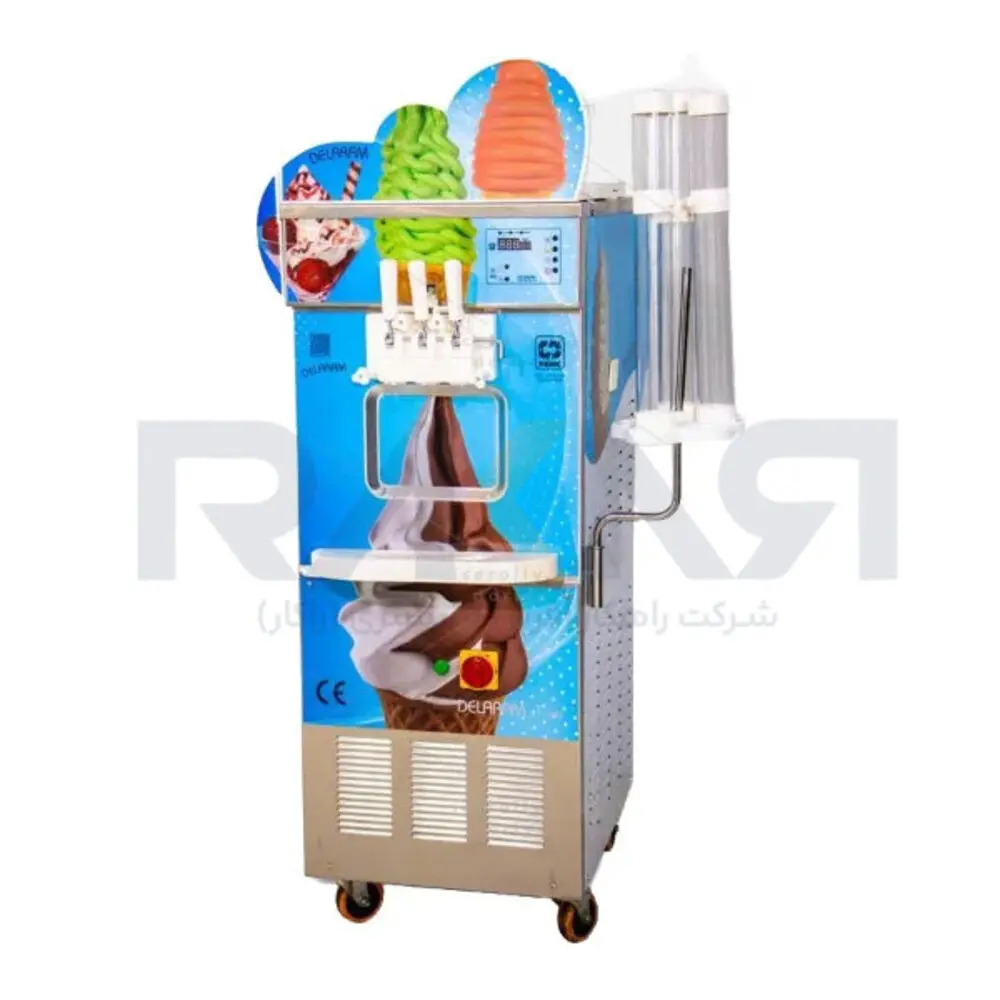 Niknam three-phase funnel ice cream maker, Delaram model, 2 hp دستگاه بستنی ساز قیفی سه فاز نیکنام مدل دلارام ۲ اسب
