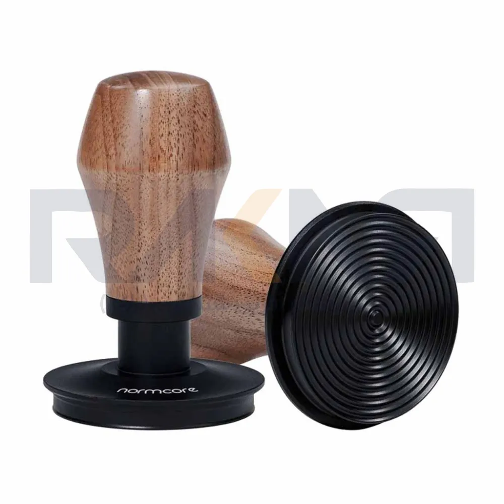 Normcor V4 wooden grooved spring tamper تمپر فنردار شیاردار چوبی نورمکور V4