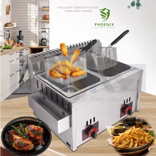 سرخ کن گازی2 لگن 6+6 لیتر فونیکس PHOENIX