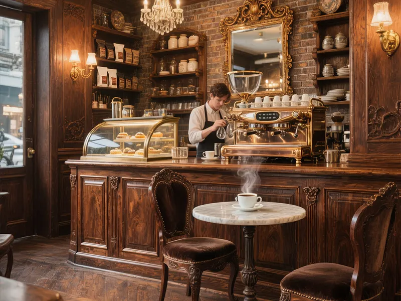 ایده های طراحی کافی شاپ کلاسیک کوچک | دنج، گرم و دعوت کننده طراحی کافی شاپ کلاسیک