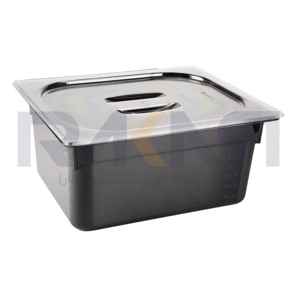 1_2 polycarbonate bain-marie depth 15 black with lid بن ماری ۱/۲ پلی کربنات عمق ۱۵ مشکی به همراه درب