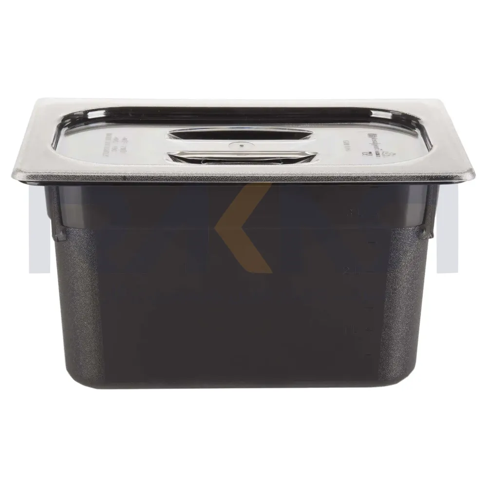 1_4 polycarbonate bain-marie depth 15 black with lid بن ماری ۱/۴ پلی کربنات عمق ۱۵ مشکی به همراه درب