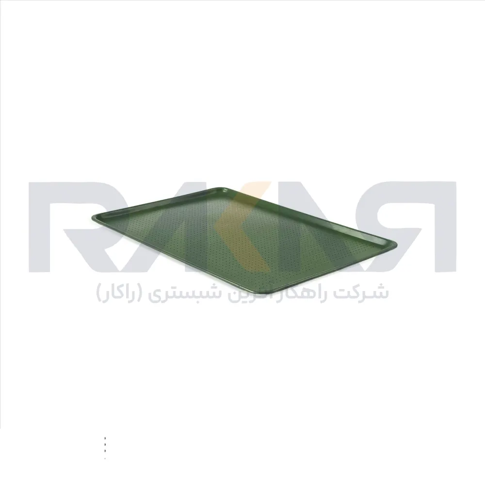 40x60 cm aluminum baking tray green Teflon coated round wire سینی فر ۴۰×۶۰ سانتیمتری آلومینیومی پانچ روکش تفلونی سبز دور مفتولی