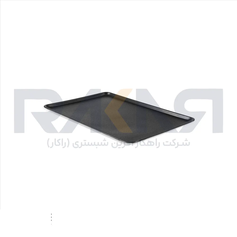 40×60 cm aluminum baking tray punched black Teflon coated round wire سینی فر ۴۰×۶۰ سانتیمتری آلومینیومی پانچ روکش تفلونی مشکی دور مفتولی
