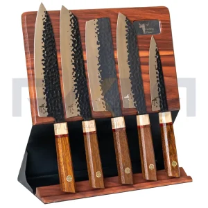 سرویس 5 پارچه چاقو سر آشپز فولادی به همراه استند