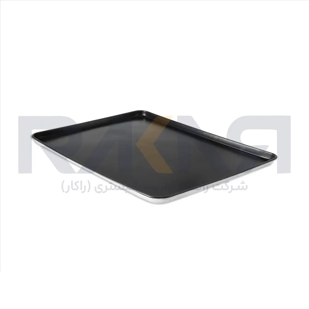 80×60 cm aluminum baking tray black Teflon coated round wire سینی فر ۸۰×۶۰ سانتیمتری آلومینیومی روکش تفلونی مشکی دور مفتولی