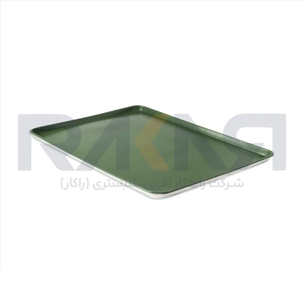 80×60 cm aluminum baking tray green Teflon coated round wire (1) سینی فر ۸۰×۶۰ سانتیمتری آلومینیومی روکش تفلونی سبز دور مفتولی
