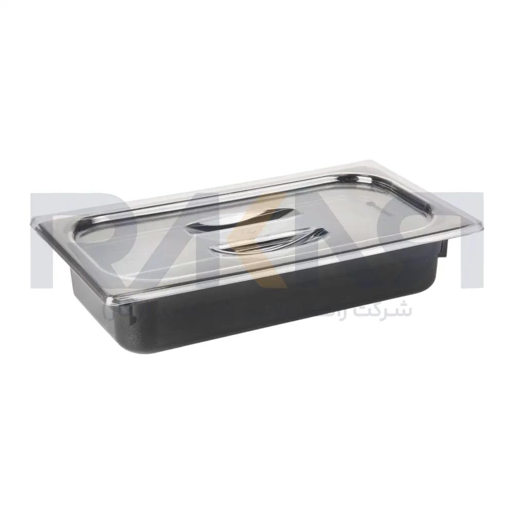 Bain-marie 1_3 polycarbonate depth 6.5 black with lid بن ماری ۱/۳ پلی کربنات عمق ۶.۵ مشکی به همراه درب