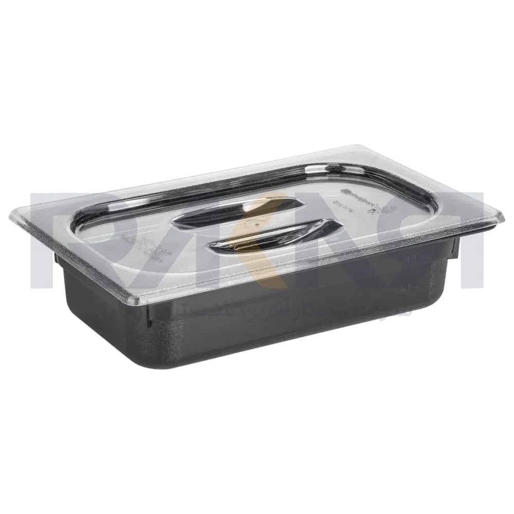 Bain-marie 1_4 polycarbonate depth 6.5 black with lid بن ماری ۱/۴ پلی کربنات عمق ۶.۵ مشکی به همراه درب