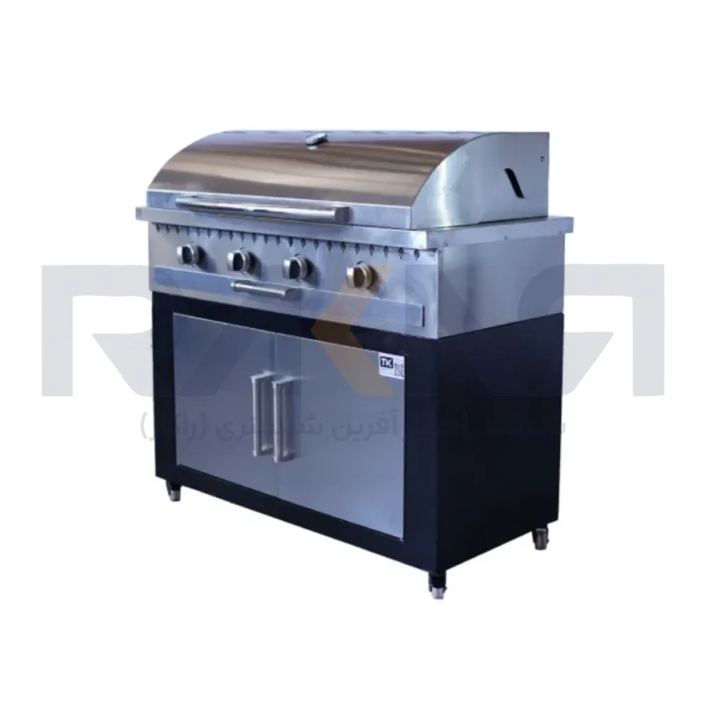 باربیکیو ۱۱۰ سانت تمام کباب پز بالا استیل کابین نما استیل عرض ۶۰
