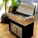 باربیکیو ۱۱۰ سانت ذغالی نما استیل درب تخت