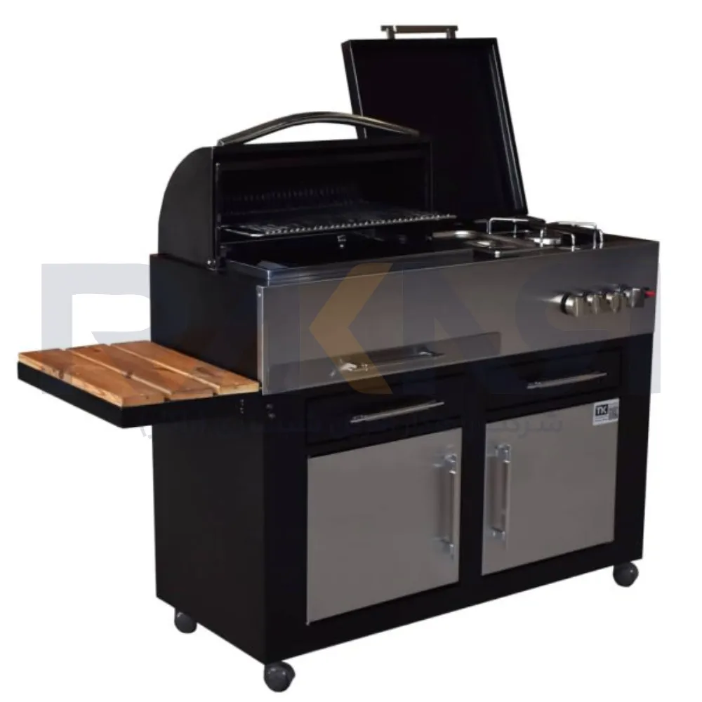 باربیکیو ۱۱۰ سانت نما استیل درب نیم هلال عرض ۵۰