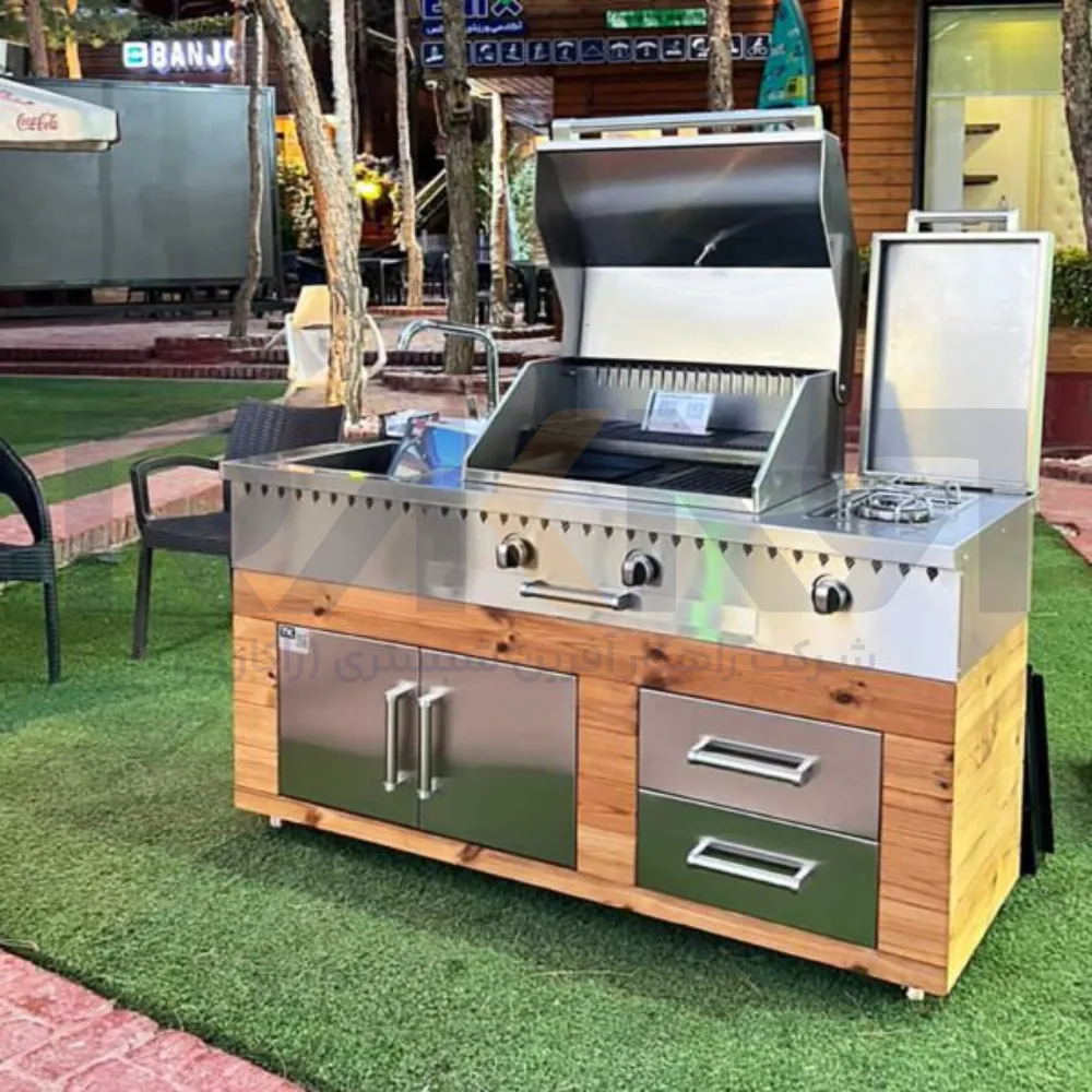 باربیکیو ۱۶۰ سانت شعله، سینک دار تمام استیل ترموود عرض ۶۰