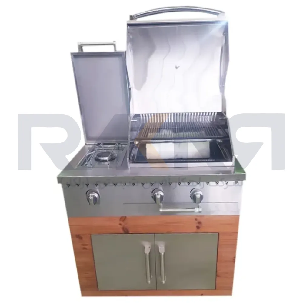 Barbecue 75 cm with steel flame Thermowood width 60 باربیکیو ۷۵ سانت شعله دار استیل ترموود عرض ۶۰