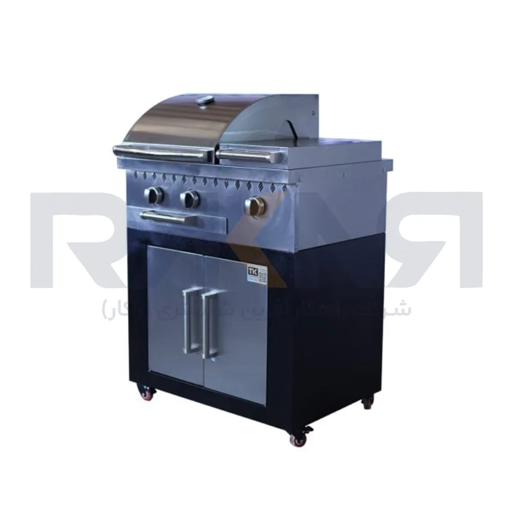 Barbecue 75 cm with steel flame steel facade cabin width 60 باربیکیو ۷۵ سانت شعله دار استیل کابین نما استیل عرض ۶۰