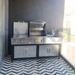 باربیکیو ۱۹۰ سانت کامل، بالا استیل کابین مشکی نما درب استیل عرض ۶۰