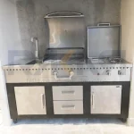 باربیکیو ۱۹۰ سانت کامل، بالا استیل کابین مشکی نما درب استیل