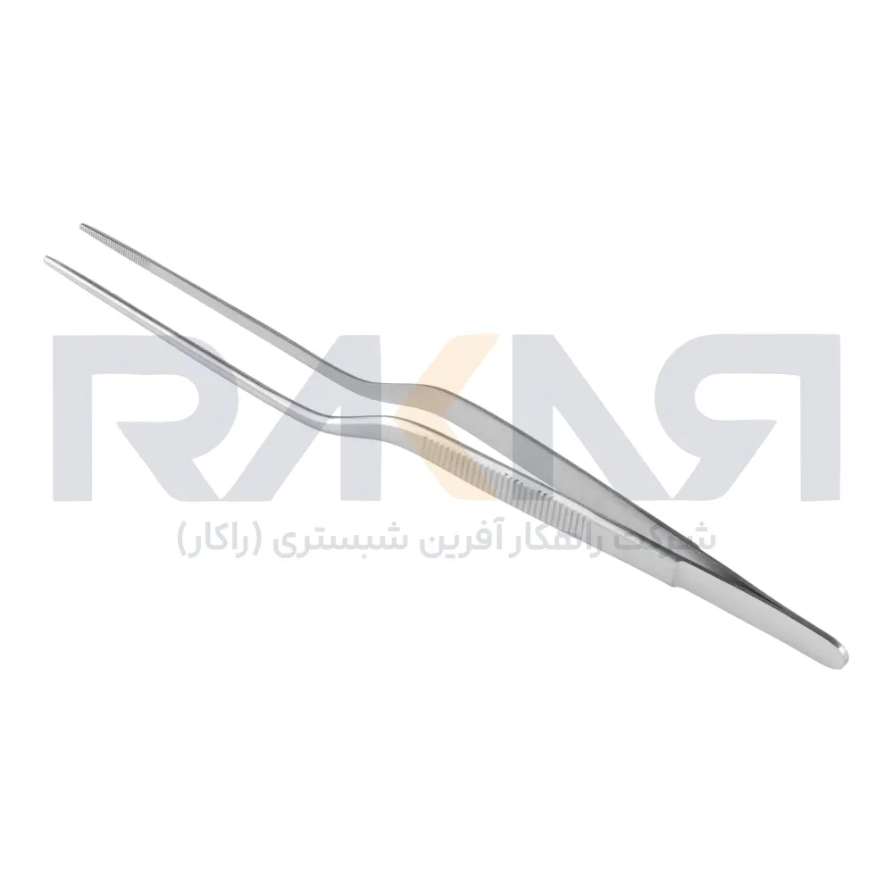 Curved steel food decorating tongs 20 cm انبر تزئین غذا انحنا دار استیل ۲۰ سانتیمتری