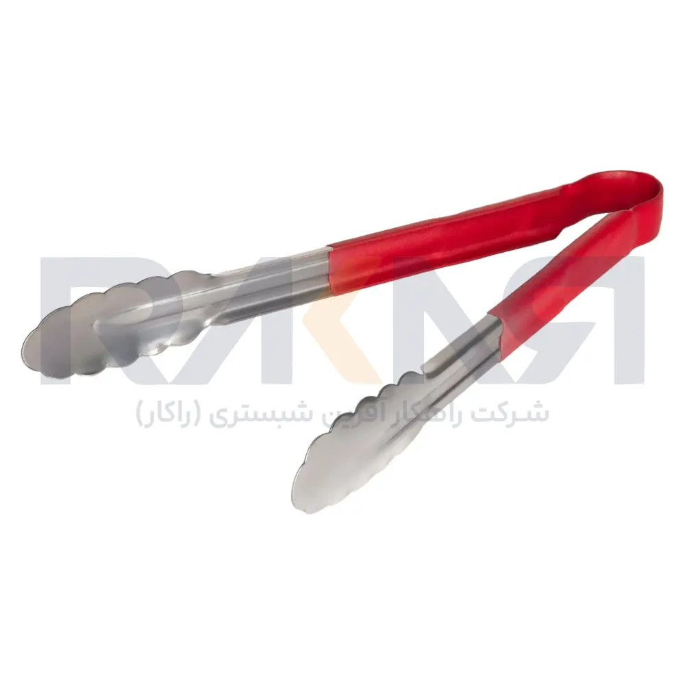 Red 30 cm steel serving tongs انبر سرو استیل ۳۰ سانتیمتری قرمز