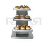 استند سرو شیرینی 3 طبقه استیل از روبرو