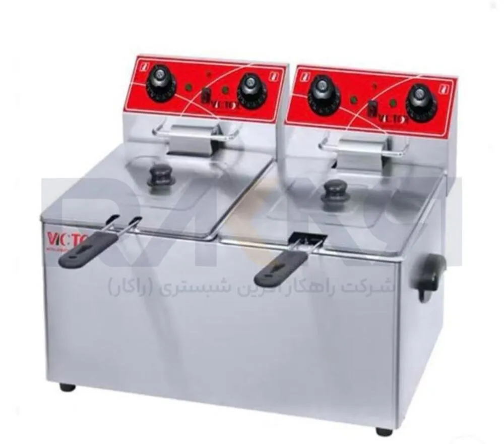 سرخ‌کن برقی دو لگن ۱۶ لیتری بدون شیر VICTOR 8+8