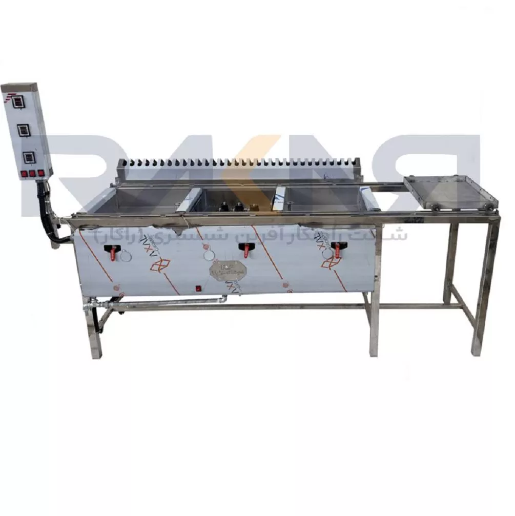 Three basin fryer, three side rail thermostats سرخ کن سه لگن سه ترموستات ریل جانبی