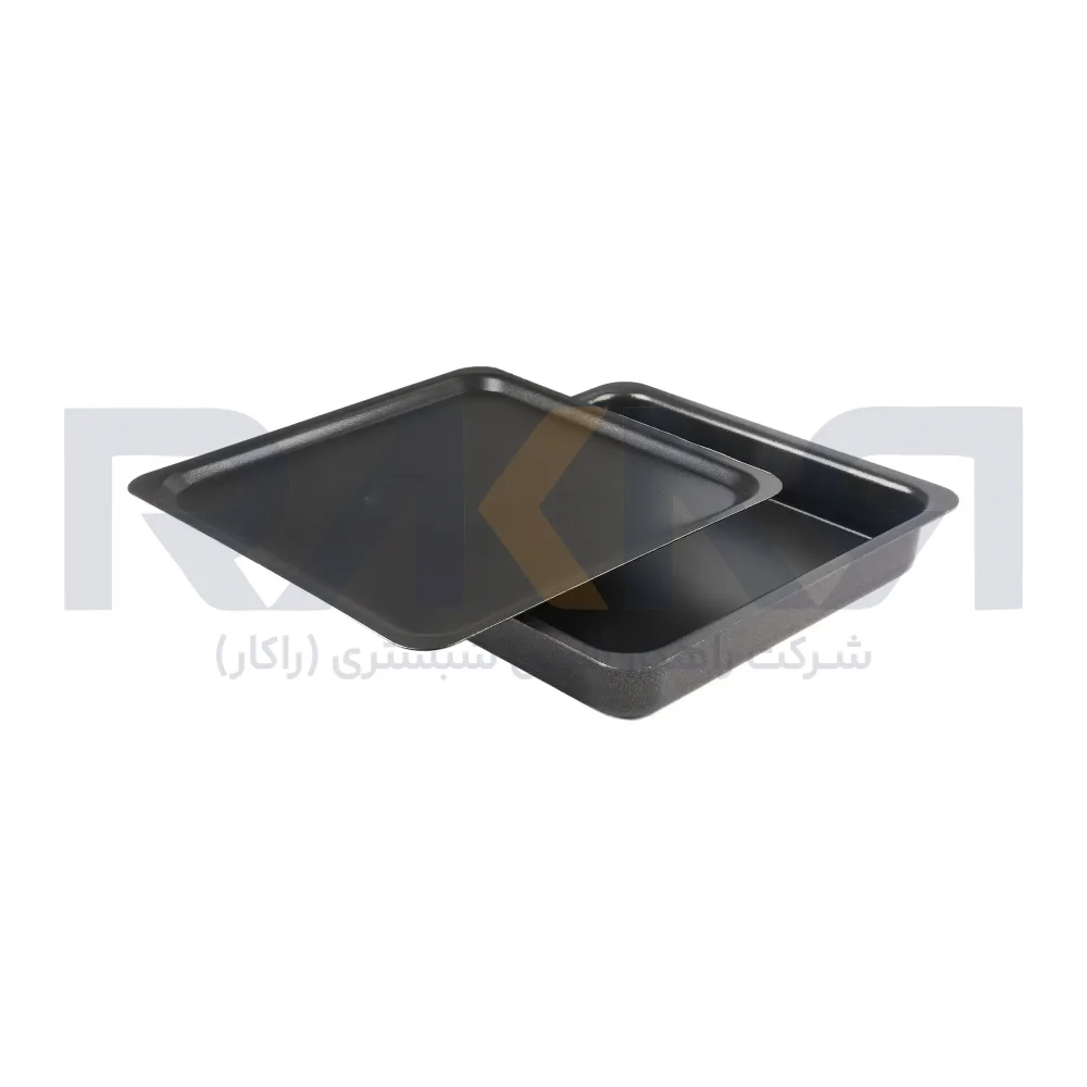قالب پیتزا آمریکایی آلومینیومی روکش تفلون ۲۱ سانتیمتری همراه با درب کیچن تک