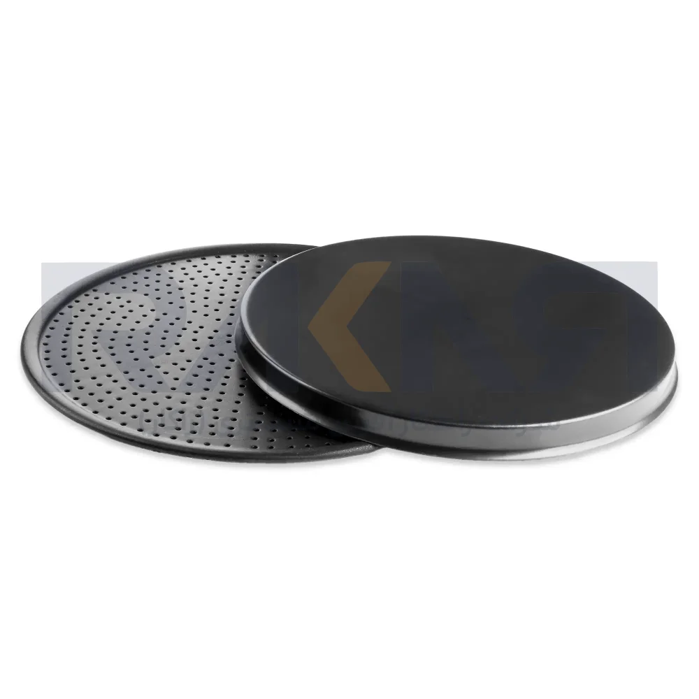 Teflon-coated 40cm Italian aluminum pizza pan with lid KitchenTek قالب پیتزا ایتالیایی آلومینیومی روکش تفلون ۴۰ سانتیمتری همراه با درب کیچن تک
