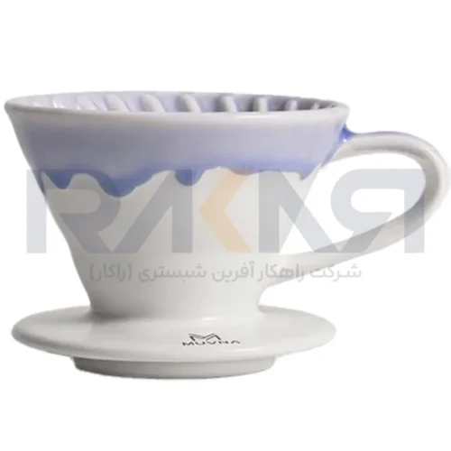 قهوه ساز v60 سرامیکی لبه رنگی آبی سایز 01 MUVNA