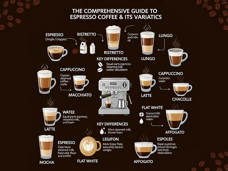معرفی کامل انواع قهوه اسپرسو و تفاوتهای آنها انواع قهوه اسپرسو