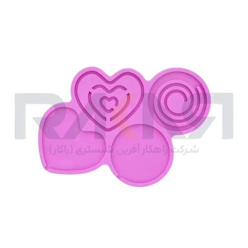 قالب سیلیکونی آبنبات شیکر قلب و دایره اسپیرال