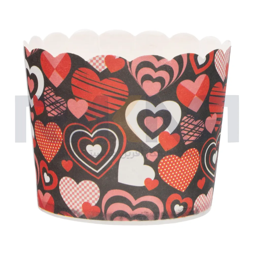 Laser muffin capsule with heart design on black background کپسول مافین لیزری طرح قلب زمینه مشکی