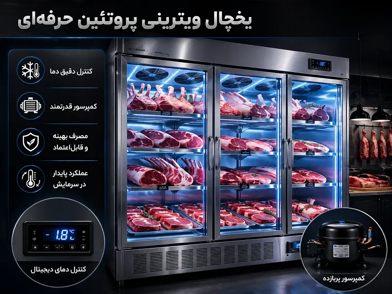 بررسی قدرت موتور و دمای استاندارد یخچال صنعتی برای قصابی و پروتئینی 