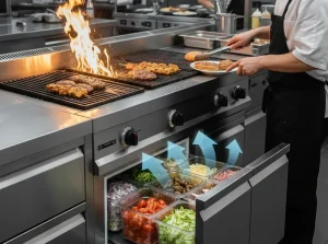 راهنمای ترکیب گریل صنعتی با یخچال زیرگریلی