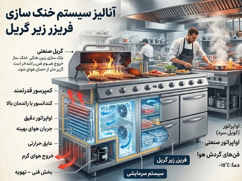 تحلیل سیکل تبرید و انتخاب کمپرسورفریزر زیر گریل