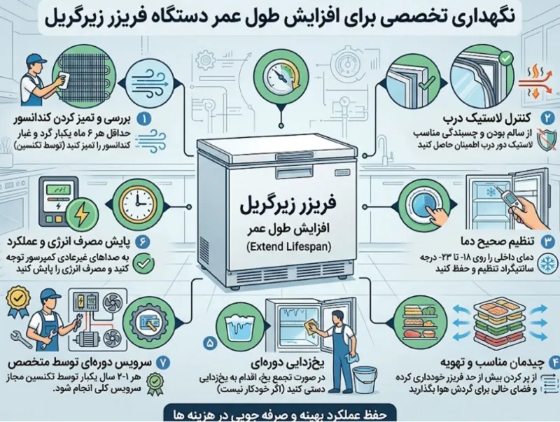راهنمای نگهداری تخصصی برای افزایش طول عمر دستگاه فریزر زیر گریل