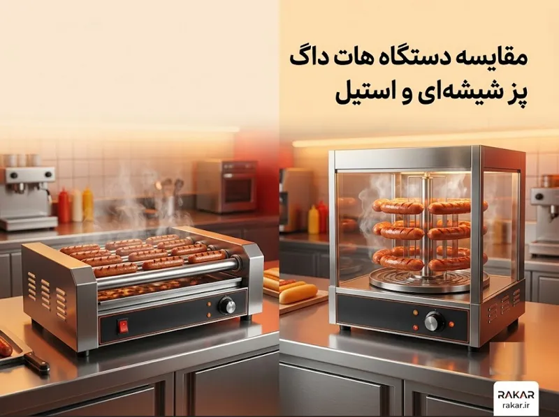 مقایسه هات داگ پز شیشه ای و استیل؛ کدام مدل برای فستفود شما مناسبتر است؟ مقایسه هات داگ پز شیشه ای و استیل