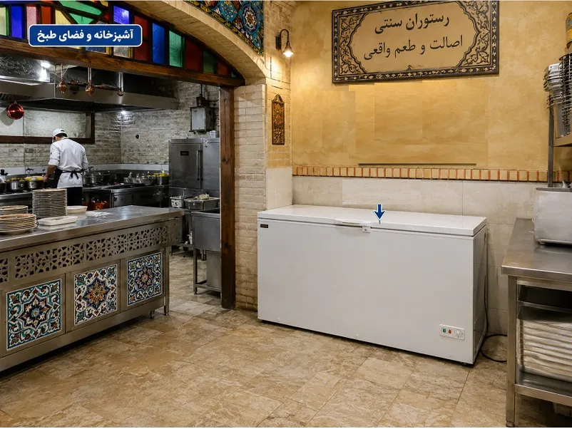 جانمایی فریزر صندوقی در رستوران های سنتی و آشپزخانه های طبخ