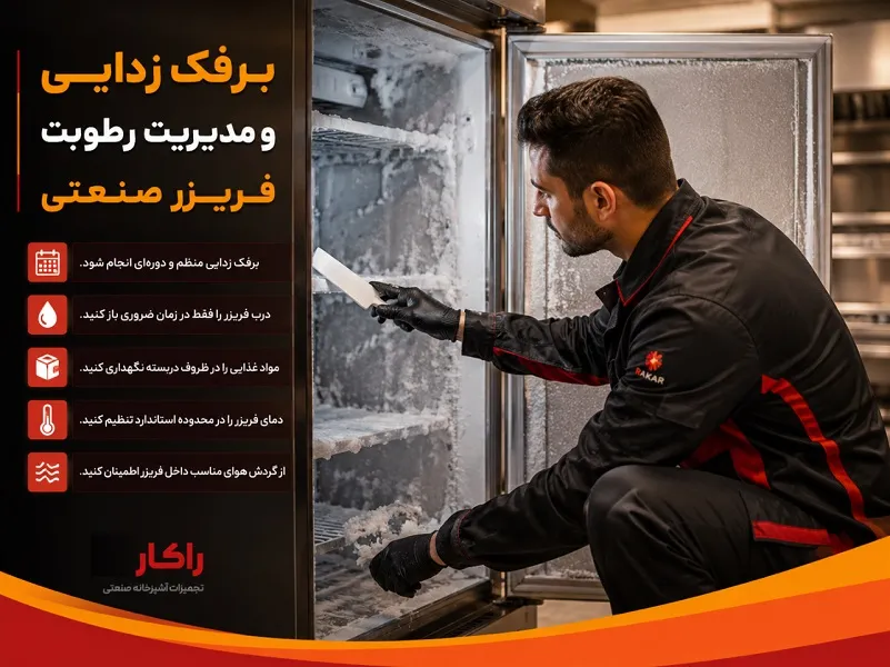 راهکارهای کاهش مصرف برق فریزر صنعتی + ۵ ترفند برای بهینه سازی سیستمهای برودتی برفک زدایی و مدیریت رطوبت مصرف برق فریزر صنعتی