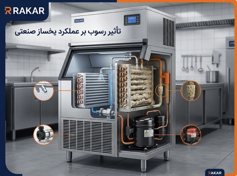 استراتژی نگهداری یخساز بر اساس نقشه  جغرافیایی و سختی آب در ایران