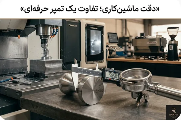 راهنمای انتخاب تمپر قهوه؛ تفاوت کفی تخت و محدب (Flat vs Convex) نقش تلرانس ماشین کاری و سایزبندی دقیق در کارایی کفی تمپر